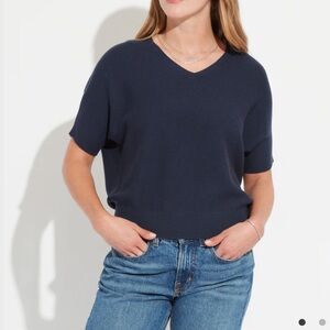 The Reset R Label Essential V Pullover 100% Wool‎ Size Small Navy Blue